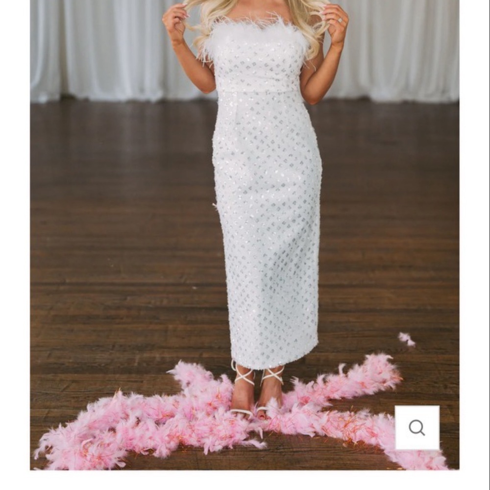 Faux feather sequin dress
